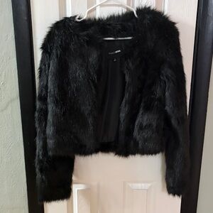 Fashion Nova Black Faux Fur Teddy Jacket